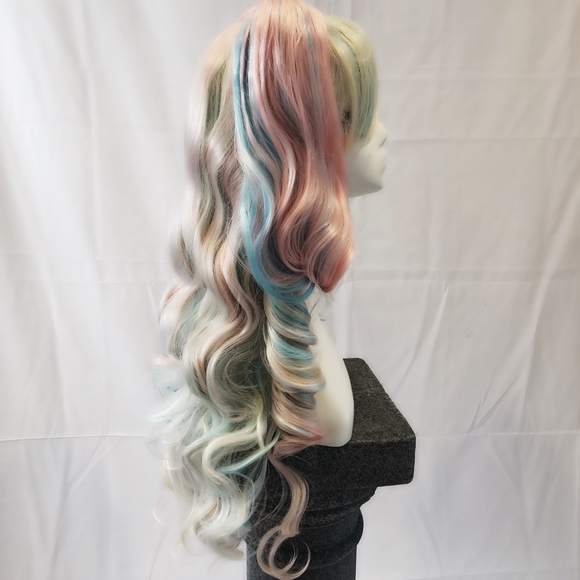 New pastel long pigtail wig curly cosplay anime main image 3